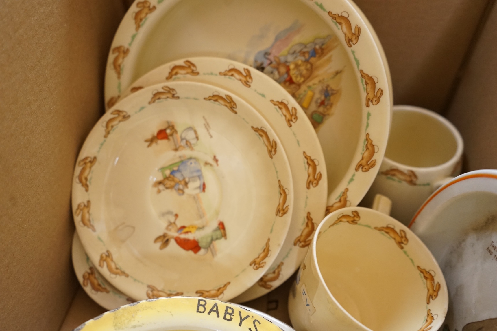 A collection of mixed nursery china from the 1930’s to 70’s, including Mabel Lucy Attwell and Bunnykins etc